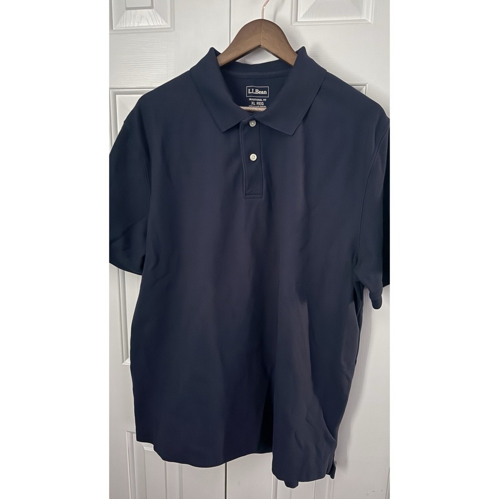 L.L. Bean Men's Short Sleeve Polo Shirt In SzXL REG Style #71341 Navy Blue EUC
